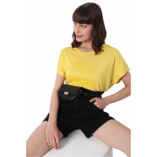 Image of Vero Moda Women's Polyester Blend Regular Fit T-Shirt