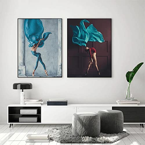 Affiches et impressions de danseuse de ballet pour salon lot de 2 toiles 50x70 cm