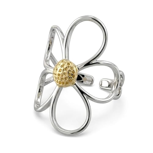 Ladywowu Flower Ring, Vintage Daisy Ring for Women, Adjustable April Birth Flower Ring Jewelry Gift
