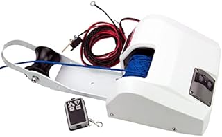 Electric Anchor Winch,Boat Anchor Wench 12V Marine Saltwater Anchor Windlass Kit with Wireless Remote Control Anchors Up to 25 LBS (White)