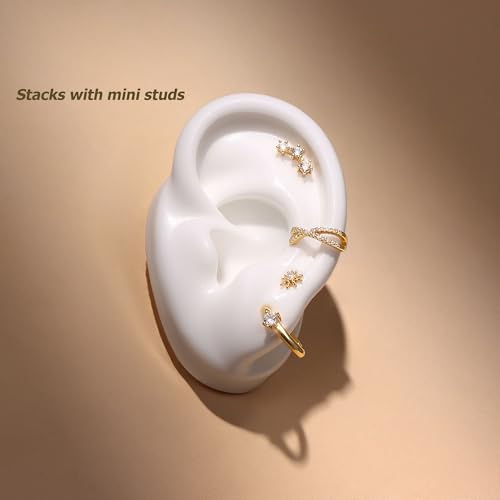 KRFY 2Pcs Adjustable Ear Cuff S925 Sterling Silver Ear Cuffs Non Piercing Cuff Earrings for Women 5A Cubic Zirconia Clip On Cartilage Helix Conch Fake Earrings Hypoallergenic4