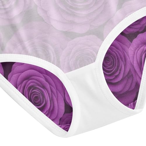 Panties for Girls, Purple Roses Toddler Briefs, Cotton Underwear for Girls, 2T–8 Years4