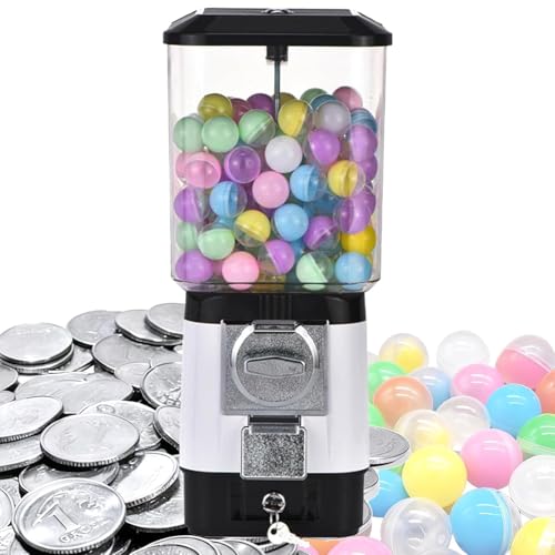Candy Vending Machines Coin Operated Bubble Gum Machine Capsule Gumball Bank 200 Empty Balls 100 Stainless Steel Tokens Ideal for Toy Capsules Bouncy Balls Candy Game Stores(Silver)