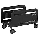 VIVO Computer Tower Desktop ATX-Case, CPU Steel Rolling Stand, Adjustable Mobile Cart Holder with Locking Caster Wheels, Black, CART-PC01