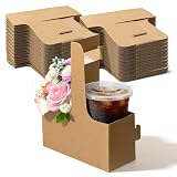 FMP Brands 2 Cup Disposable Drink Carrier with Handle, 15 Pack Kraft Paperboard Handled Drink Carriers 8-32 oz...
