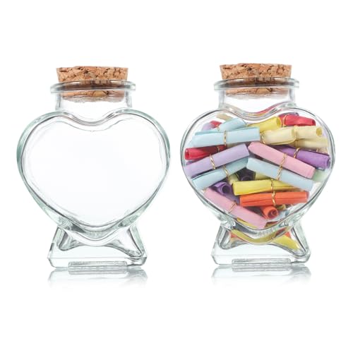 VINTORKY 2 piezas Frascos de Vidrio Tapón de Corcho de Botellas Multipropósito para y Decoración para Almacenamiento y Diseño Transparente y Compacto