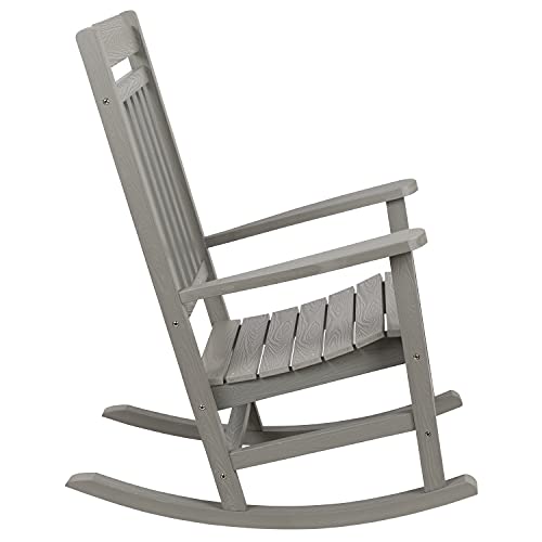 Image of Flash Furniture Winston All-Weather Poly Resin Rocking Chair in Gray