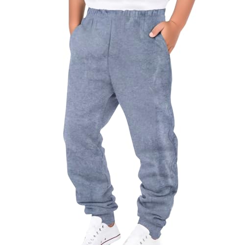 Kids Boys Baggy Sweatpants Solid Color Elastic Waist Athletic Joggers Pants Fall Thick Comfy Casual Pants Pockets - Main Image