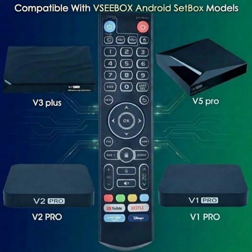 Image of Replacement Intelligent Voice Backlit Remote for vSeeBox V5 Pro /V3 Plus /Pro | Compatible with V6 Plus / V5 Pro / V3 Plus /V3 / V2 /V1 Max /Elite /Max /OctaStream Technology Android TV Box