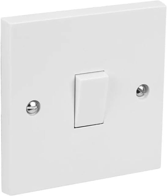 Single Gang Light Switch 1 Gang 2 Way White Plastic 10A