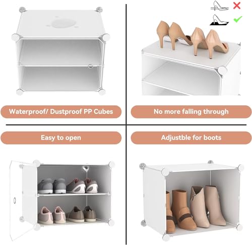 Image of KRISHYAM DIY Shoe Rack Organizer with 5 Doors | 20 Pair Capacity | Portable Shoe Storage Cabinet for Boots, Shoes & Slippers | 10 Shelves Closet Organizer (White)