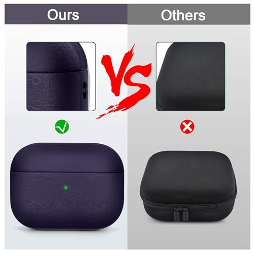 Image of YODI Case Cover for Airpods Pro|Pro 2|Airpods Pro 3|Airpods 4 Pouch, Silicone Cases with Cleaner Kit 360 Drop Protection,Shock-Resistant ((Leather-Purple), Airpods Pro 3 (2025))