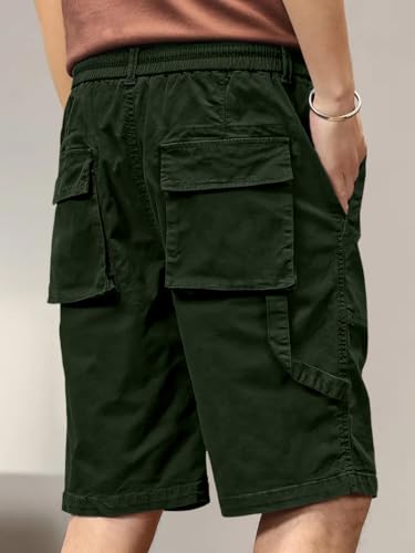 Image of Leriya Fashion Men Cotton Cargo Shorts | Lightweight Shorts Pant for Men | Elastic Waist with Drawstring | Casual Summer Cargo Short's for Man with Pockets
