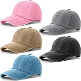 Norme 5 Pieces Unisex Cotton Vintage Baseball Cap Low Profile Unstructured Baseball Hat Washed Distressed Baseball Hat Baseball Cap Twill Adjustable Dad Hat (Assorted Color), One Size