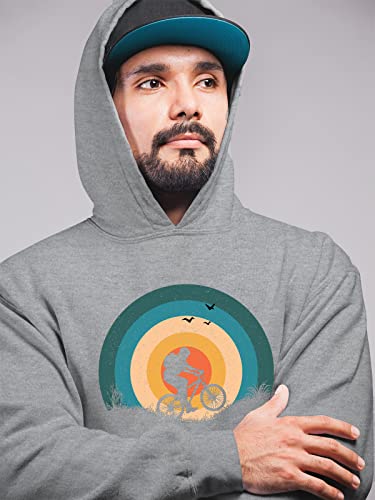 Sweat à capuche avec vélo homme pull gris mélangé cycliste VTT - 2
