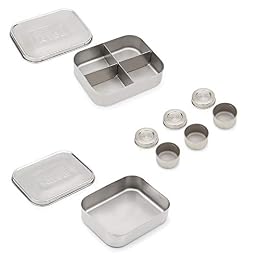 Bits Kits Bento Box Lunch and Condiment Containers Bundle for Kids and Adults, Set of 5, Stainless Steel