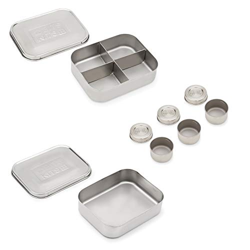Image of Bits Kits Bento Box Lunch and Condiment Containers Bundle, Stainless Steel