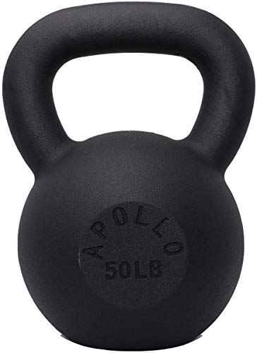 Apollo Athletics 1-Piece Solid Cast Iron Kettlebells - Ideal for Strength Training, Building Muscles, 50LB