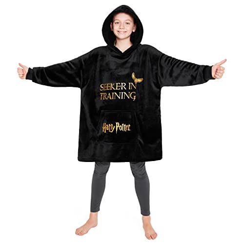 HARRY POTTER Sudadera Forro Polar Niña - Sudadera Bata Manta para Niñas (Negro)