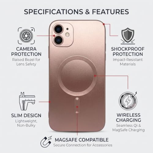 Image of amazon basics Premium Mag-Safe Case for iPhone 11 | Shockproof & Anti-Scratch Cover | Soft Silicone with Wireless Charging | Camera Lens Guard - Rose Gold