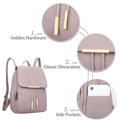 Image of KKXIU Trendy Leather Backpack Purse for Women and Ladies Shoulder Travel Daypacks Bags (A-Pink)