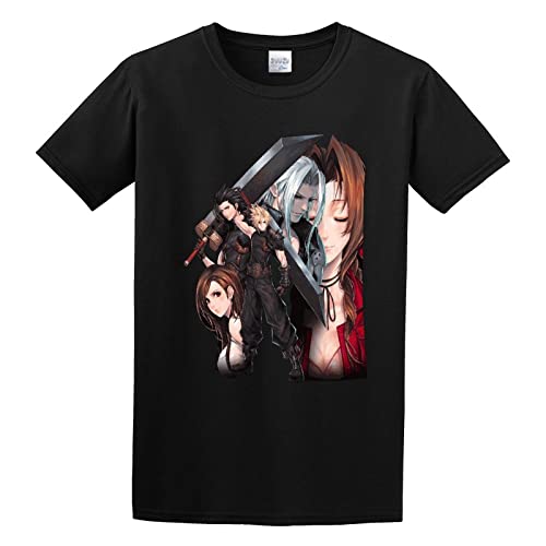 MEIBU Final Fantasy 7 - Camiseta de algodón con cuello redondo para hombre, Negro, 3XL