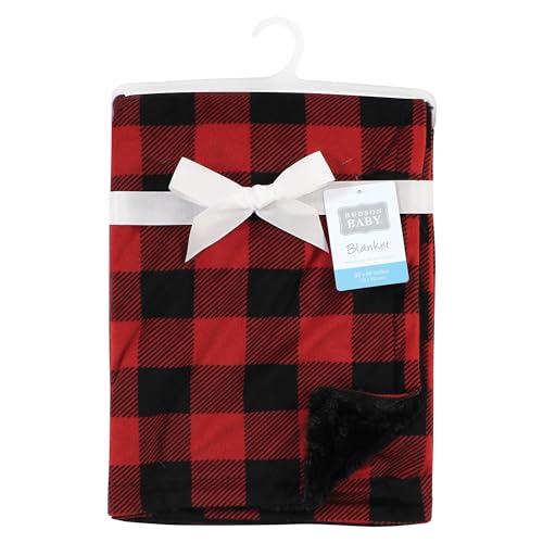 Image of Hudson Baby Unisex Baby Plush Blanket with Furry Binding and Back, Buffalo Plaid, One Size