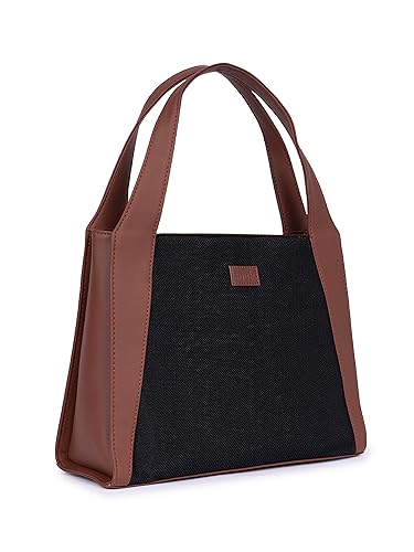 Image of ZOUK Printed Jute Handcrafted Vegan Leather Grey Women's Stylish Tote Bags | Trapezia Tote| Shoulder bag with double handle