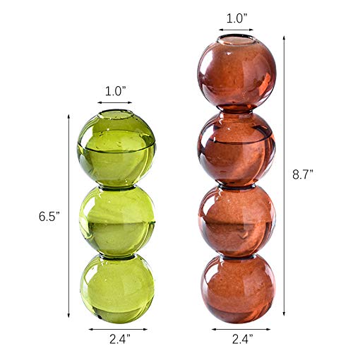 Pearlead Clear Glass Bubble Vase Centerpieces for Hydroponic Plants Cute Floral Vase for Home Decor 8.7 Inches Green - Image 5