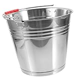 Kisangel Portable Stainless Steel Bucket Handle Animal Water Container Multi-Purpose Usage for Feeding and Bathing