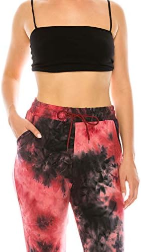 Leggings Depot Women's Jogger Track Cuff Sweatpants with Pockets for Yoga, Workout, Raspberry Tie Dye, 2X - 3