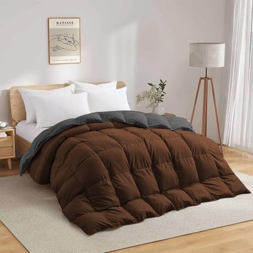 Image of Fluffy 600 GSM Winter Comforter King Size 90 inchX106 inch - 600 GSM Heavy Winter Quilt Microfiber Rajai /Duvet /Blanket Super Soft King Size - Chocolate Brown /Dark Gray Color