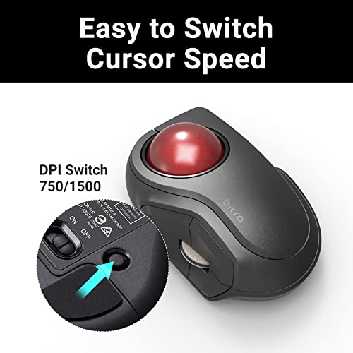 Elecom Bitra Trackball Mouse, Bluetooth, Finger Control, Smaii Size, With Semi-Hard Case, Silent Click, Ergonomic Design, 5-Button, Smooth Red Ball, Windows11, Macos (M-Mt2Brsbk) #TOP3