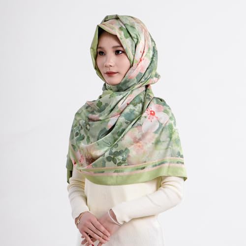 HONGSAM Iqipa Boho Chic Pareo,mandala Pareo,Peony Jacquard Scarf Faux Hualuo Silk Crinkle Scarf With Botanical Print,Oversized 45"x67" Bikini Swimsuit Cover Up Art Shawl Free Spirit Collection2