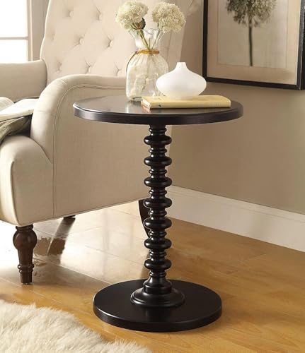 Image of VASIL MART Wooden Round Bed Side Table End Table, Side Table, Night Stand Beah Table for Living Room Bedroom (Black a)