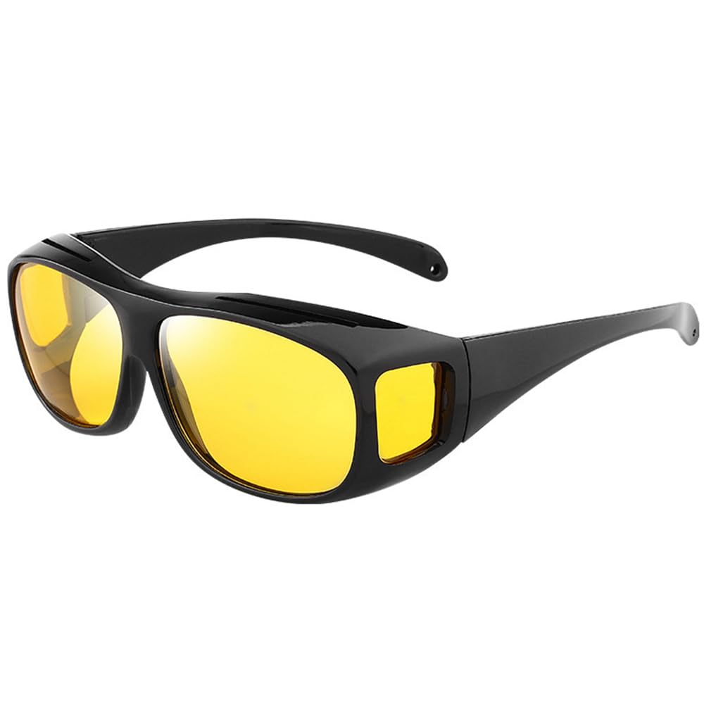 Night Driving Vision Glasses Polarized Fit Over Glasses for Men Women Anti Glare Nighttime Glasses HD Yellow Sunglasses