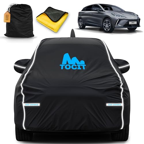 Image of MG4 Ev Waterproof Long Life Car Cover with Safety Glow Reflective Strap, Premium Velvet Velour Fabric, Soft & Stretchable, Machine Washable, Tri-Stitch Custom Fit with Mirror & Antenna Pocket