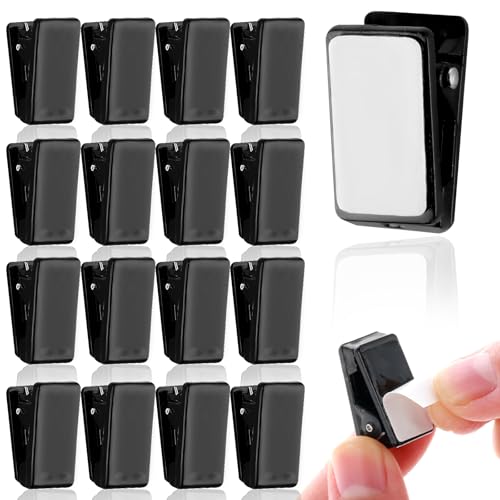 Pack of 15 Sticky Spring Clips, Black Self-Adhesive Spring Clips, Mini Wall Clips, Self-Adhesive Spring Clips, Tapestry Hangings, Tapestry Clips for Photos, Hanging, Photo Documents
