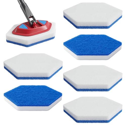 Golgner 6 Stück Bad und Wanne Mop Nachfüllungen Ersatz, Kompatibel mit Vileda Bath Magic, Bad Multi-Oberflächen-Schwamm, Hexagonale Form Ersatz Schwamm, für die Badreinigung, Badewannen, Boden