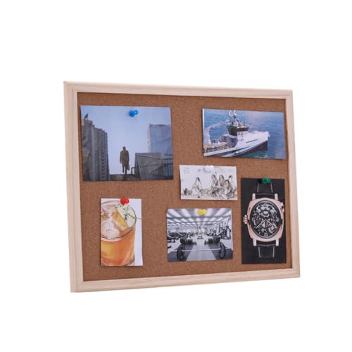 jojofuny Tablero de Corcho Colgante de Madera 30x40cm para Oficina y Escuela, Tablón de Anuncios Funcional para Notas y Fotos