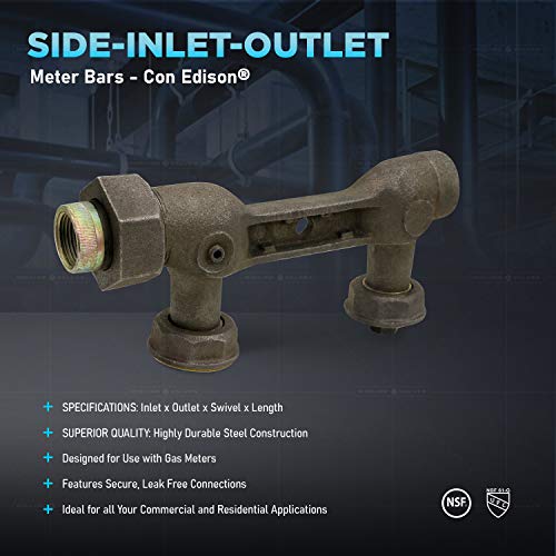 Image of Midline Valve HTTC8141-5 Side Inlet-Outlet Con Edison Meter Bar 1 1-1 /4'' x 8-1 /4'' Black Steel (5 Pack)