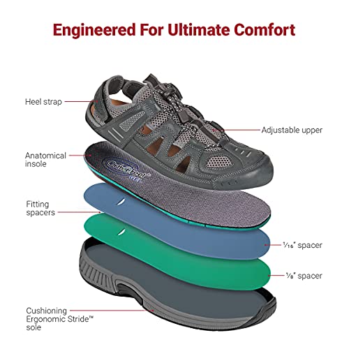 Orthofeet Arch Support Sandals For Men, Ideal For Heel And Foot Pain Relief. Therapeutic Design With Arch Support, Arch Booster, Cushioning Ergonomic Sole & Extended Widths - Alpine #TOP6