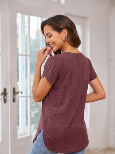 Image of Herou Women's Casual Long /Short Sleeve T Shirt Crewneck with Side Split Fall Pullover Loose Tunic Sweater Tops