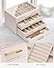 Vlando 4 Layer Jewelry Box for Women, Glass Lid Jewelry Organizer with 4 Drawers for Necklaces Rings Earrings Bracelets - Light Pink