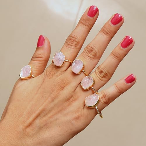 Bague en argent sterling avec morganite brute véritable faite main