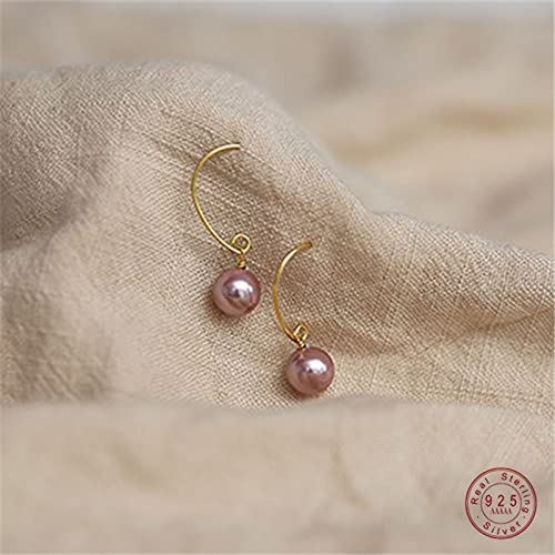 Boucles d'oreilles perles violettes argent sterling 14k tempérament