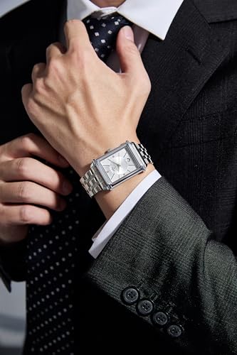 Image of Daniel Hechter Paris Etoile Collection Watch for Men Analog Watch - Rectangular Dial with Day & Date Display, Stainless Steel Strap, Quartz Movement