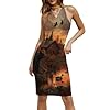 Bear Lake Duck Women's Beach Dresses Halter Bikini Cover Up Mesh Dress Beachwear 4XL #5