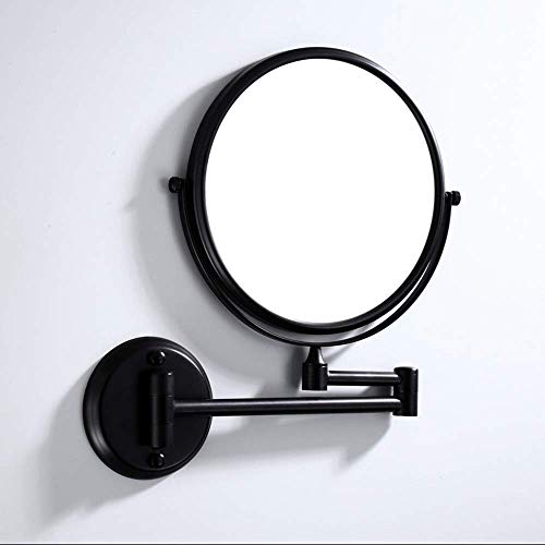 Miroir de maquillage noir double miroir de salle de bain mural pliant x3