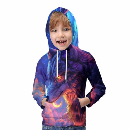 Pull à capuche 3D loup pour filles sweat-shirt manches longues - 5